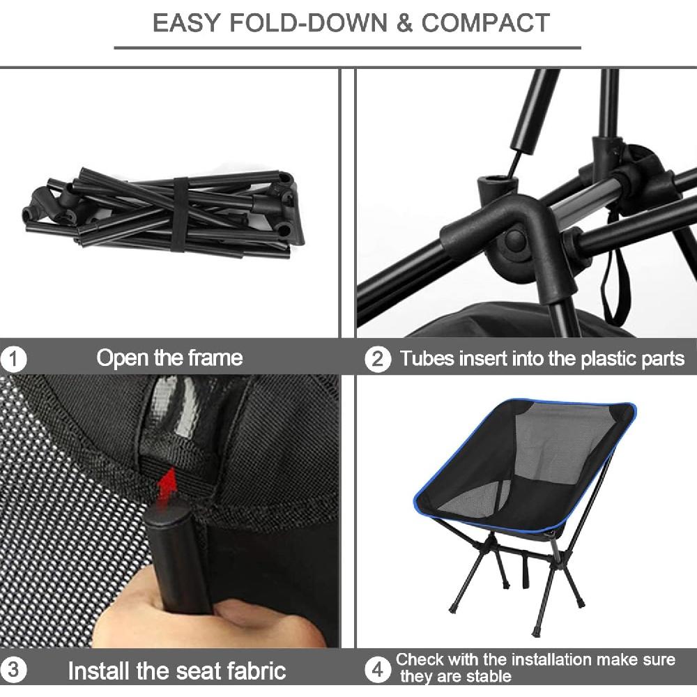 Portable Folding Camping Chair, Lightweight and Compact Outdoor Chair, Suitable for Outdoor,Picnic Camping Chair with Portable Storage Bag