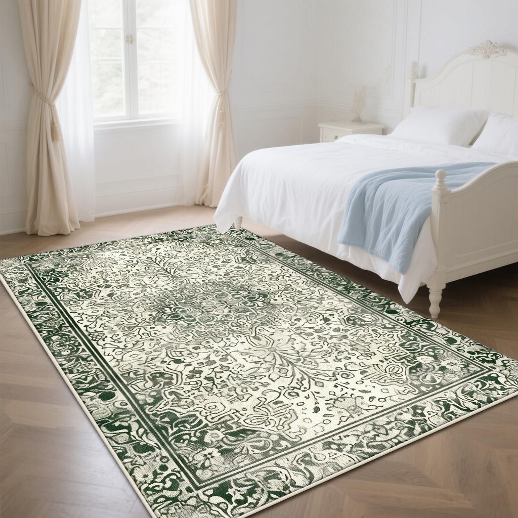 White Color Persian Room Decoration Aesthetic Bedroom Carpet Bohemian Rug Non-slip Parlor Washable Coffee Tables Mat Easy Clean