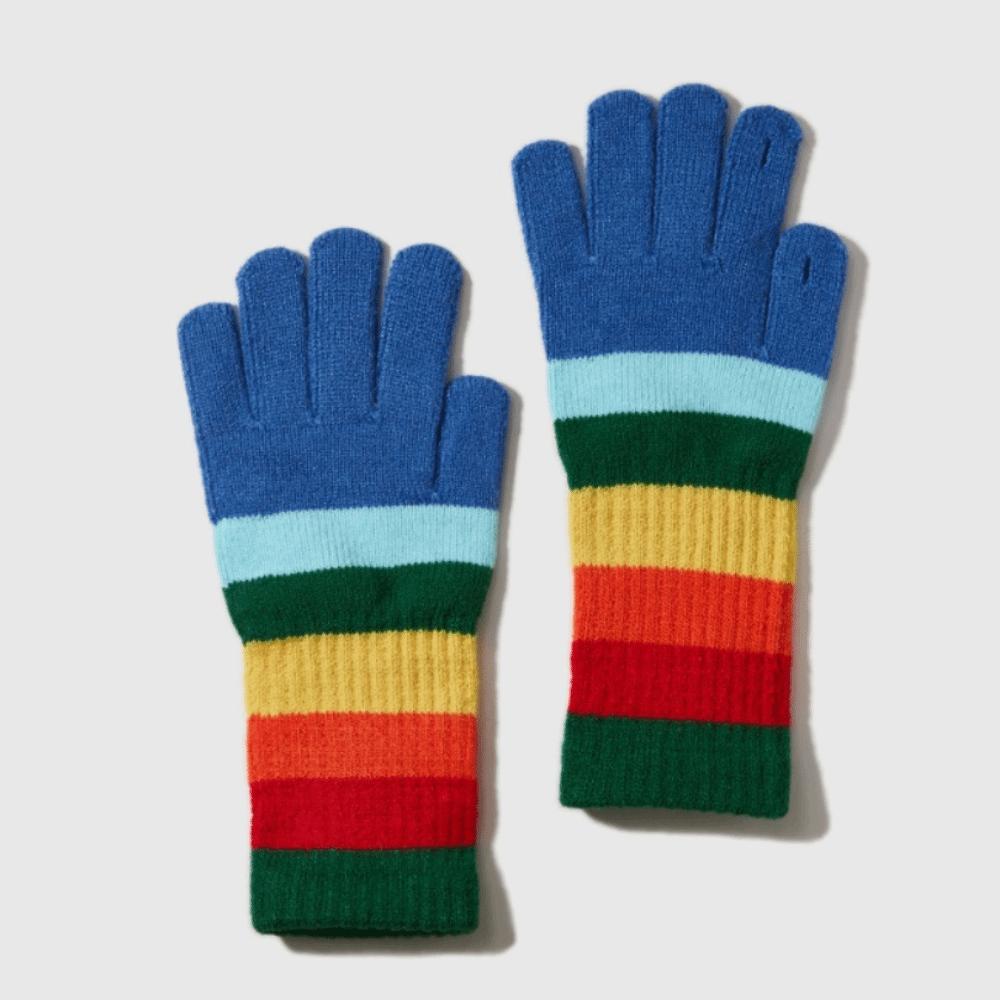 Fashionable Rainbow Open Finger Gloves Warm Windproof Knitted Mittens Thickened Touch Screen Gloves Girl