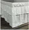 16 Inch White Double Layers Ruffles Queen Bed Skirts Drop With Sturdy Elastic Wrap Around Easy Install Soft Fabric
