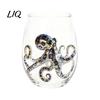 Personalized Daily Use Glassware Stemless Wine Glasses with Marine Animal Pattern, 420ml Capacity, High Borosilicate Clear Glass Cups for Party