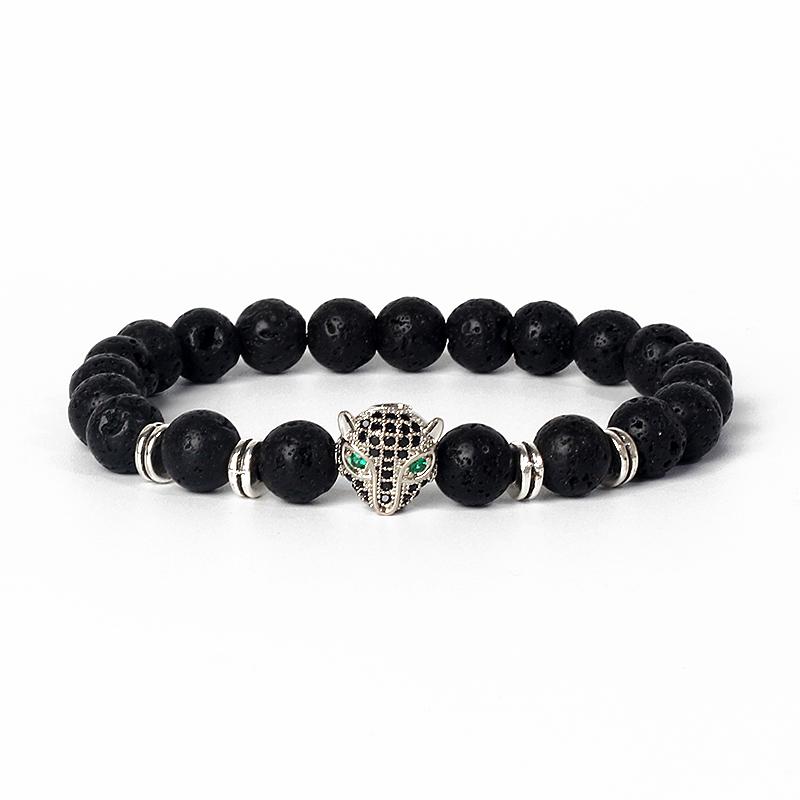 Fashion Crown Skull Punk Bracelets Men Wolf Head Zircon Tiger Eye Bracelets for Women Energy Nature Stone Soul Jewelry Pulsera