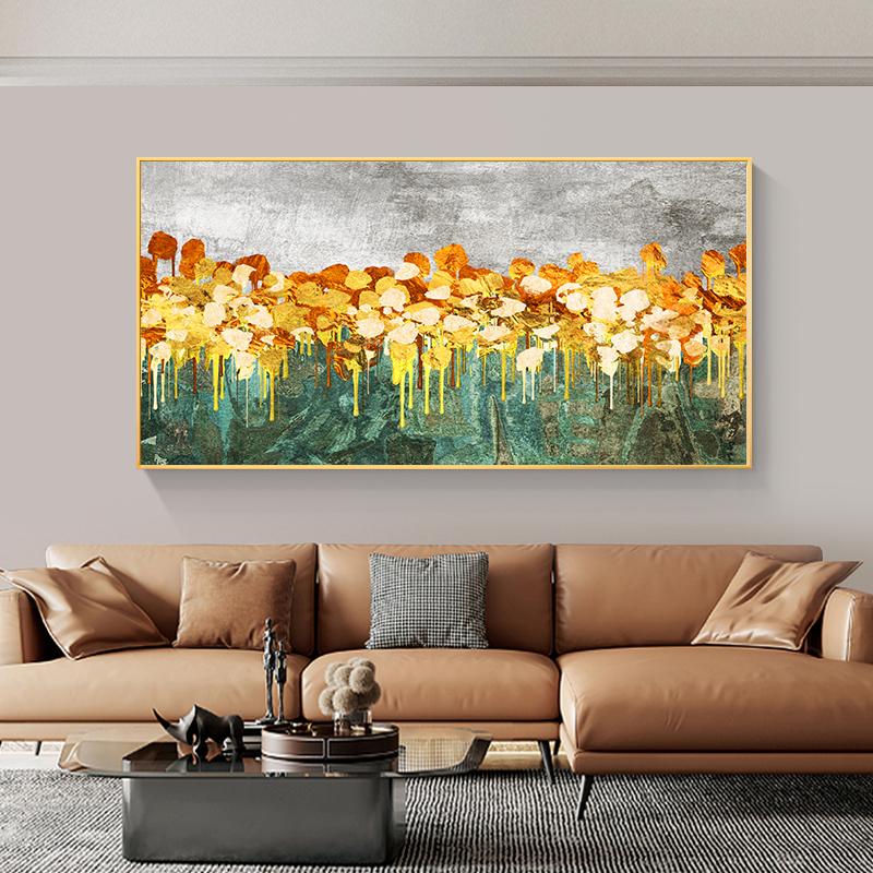 Golden Flower Abstract Home Decor Oil Painting Printed On Canvas Wall Art for Living Room Modern Posters Vintage Quadros Nordic