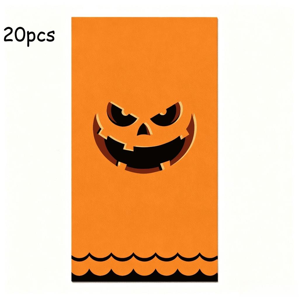 20/40/60pcs Halloween Long Tissue Festival Party Decoration Napkins Pumpkin Face Decoration Disposable Tissue