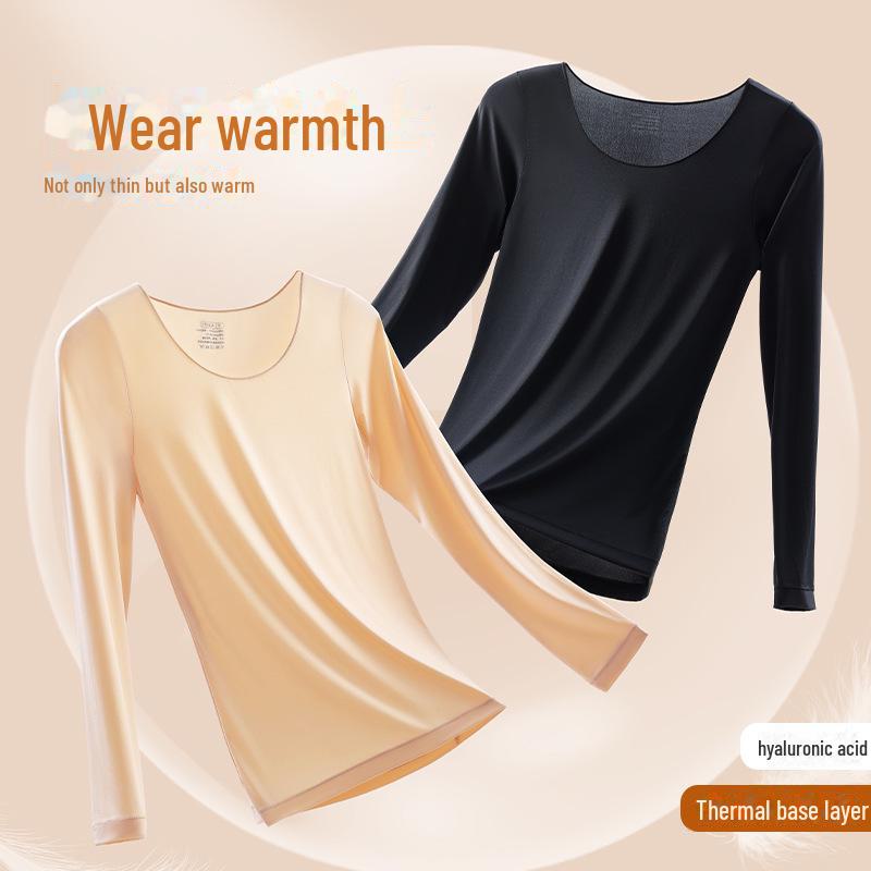 Nahtlose Thermounterwäsche für Damen: Herbst/Winter Ultradünnes Rundhalshemd