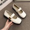 Retro Brown Square Head Mary Jane Shoes Women's New Casual Velvet Light Mouth Single Shoes Women's Flat Bottom