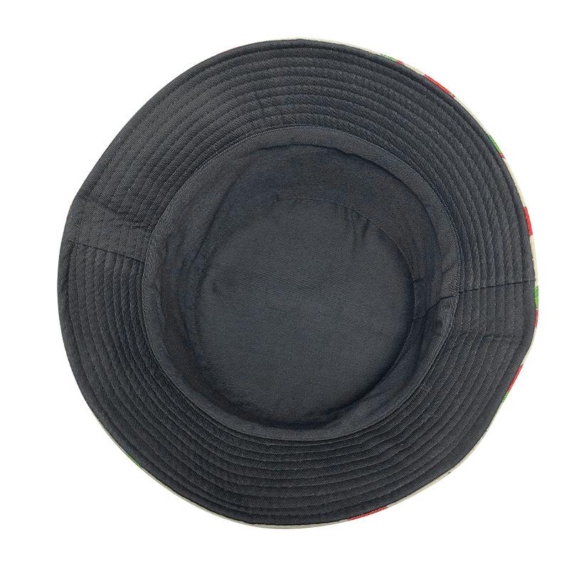 Chapéu de Pescador Criativo de Verão com Estampa de Morango Dupla Face Chapéu de Sol para Praia ao Ar Livre Estilo Coreano Proteção Solar Chapéu de Frutas