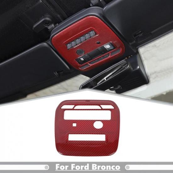For 21-24 Ford Bronco Red Carbon Fiber Front Roof Reading Lamp Light Cover Trim