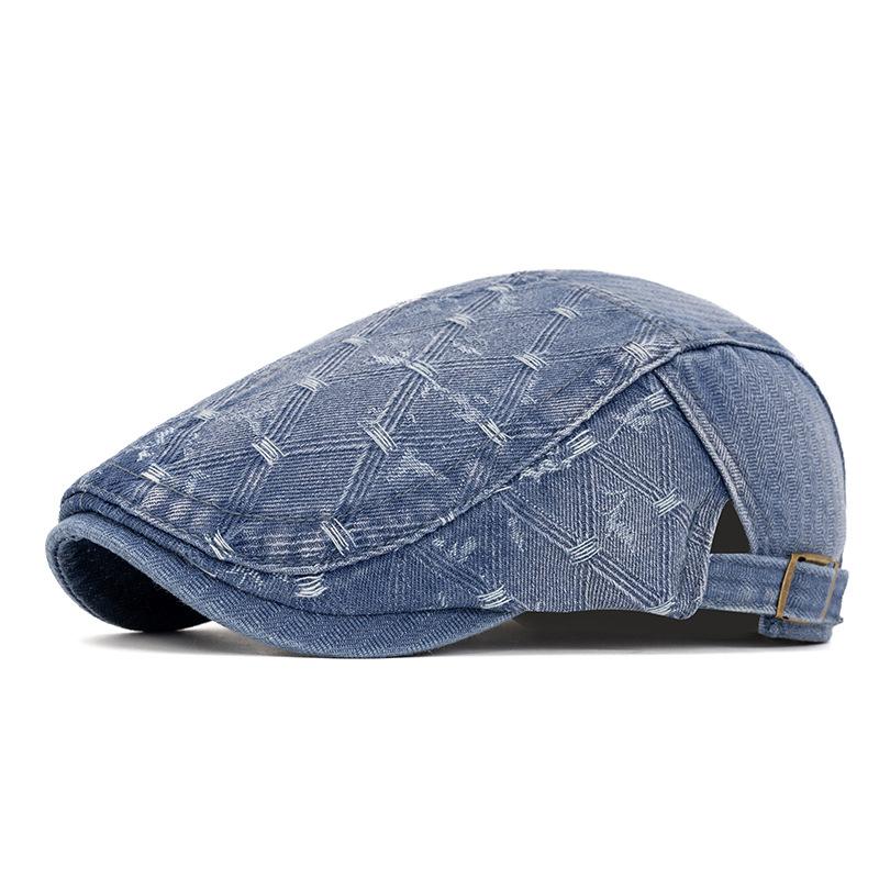 Denim Forward Hat Men's Spring Summer British Cap Jacquard Beret Women's Newsboy Hat Peaked Cap