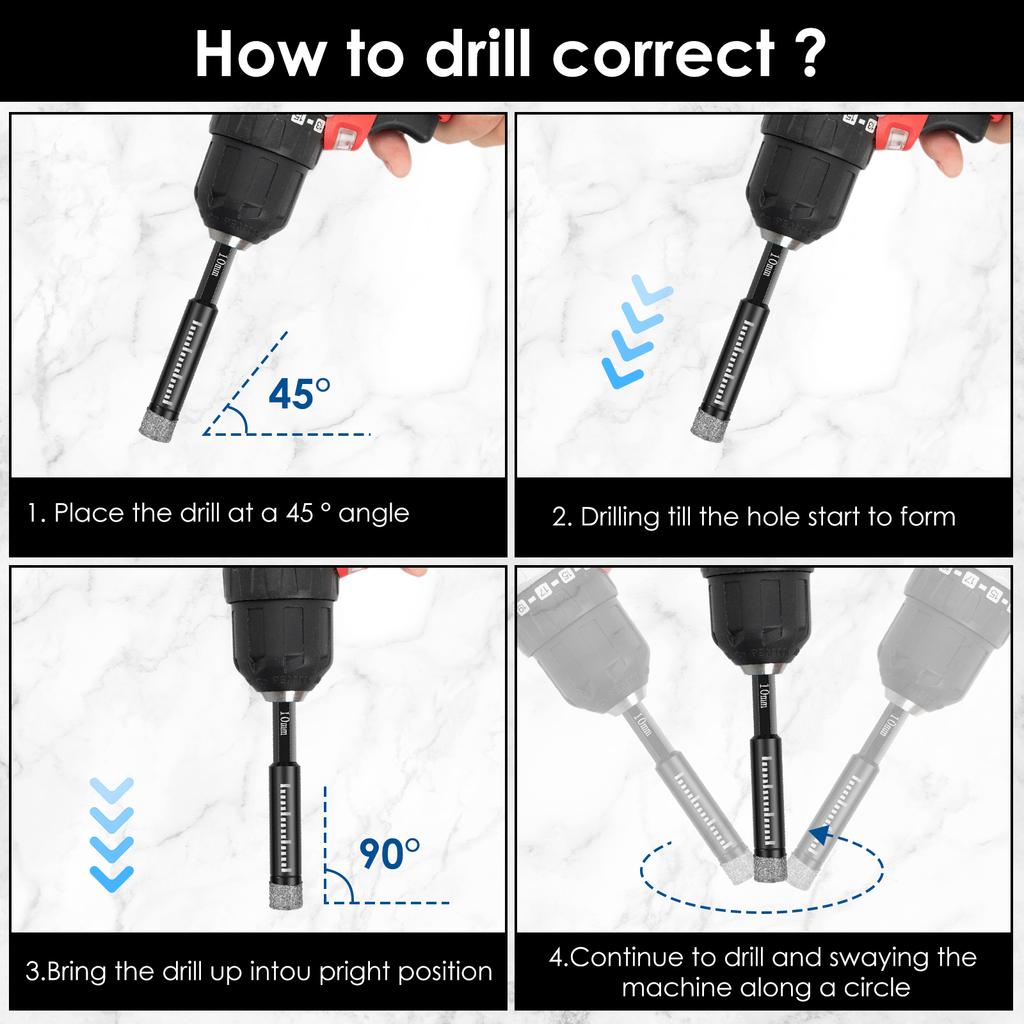 10Pcs Dry Diamond Drill Bit Set Diamond Tile Drill Bits Wear Resistant Carbide Drilling Tile Hole Saws Fast Drilling for Tiles