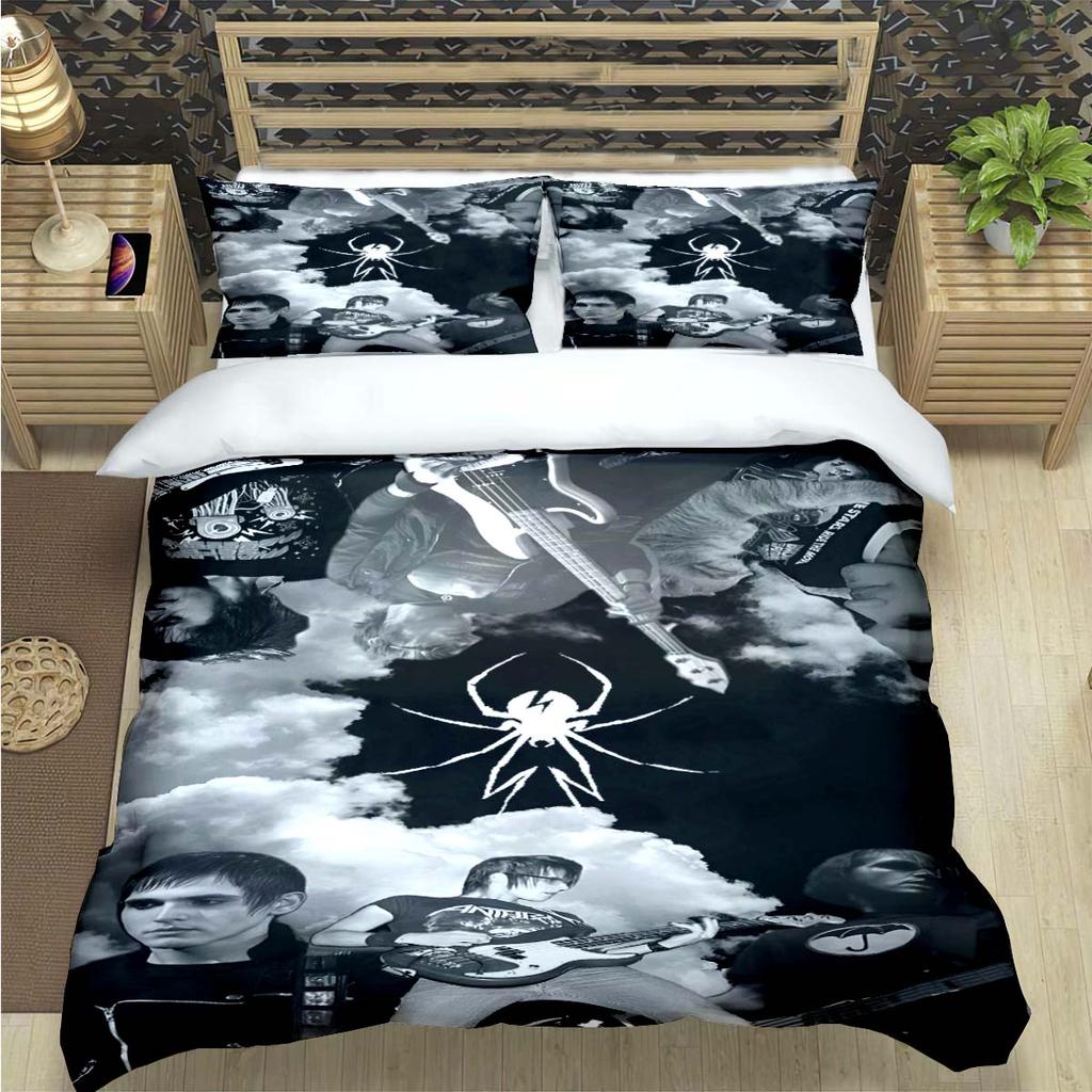 M-Mikey Way-My Chemical Romance Stampe Set Biancheria da Letto Set Articoli per il Letto Set Piumone Adolescenti Ragazze Cartoni Animati Twin Singolo Regalo per Bambino