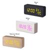 Wooden Alarm Clock 115-Colored Time/ Humidity/ Temperature/ Date Display Wood LED Digital Desk Clock Adjustable Brightness Voice Control Snooze