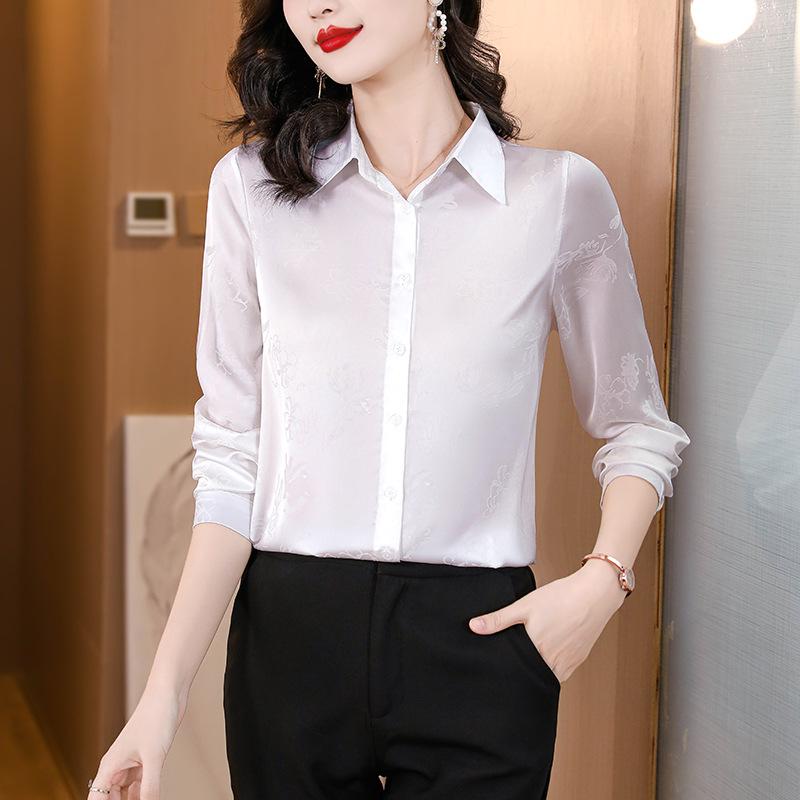 

Блузка женская из шелка тутового дерева в корейском стиле - Универсальная, легкая и модная M белый