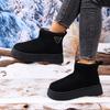 Fashion Women Ankle Boots  Round Toe Warm Short Tube Bread Cotton Shoes Women Winter Thick Bottomed Lined Large Size Snow Boots Women
