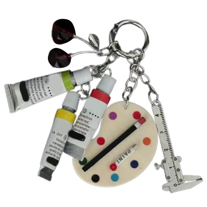 

Colorful Palettes Keychain Painting Tools Brush Art Keyring Bag Pendant Decoration Accesories for Women and Children Gift 1