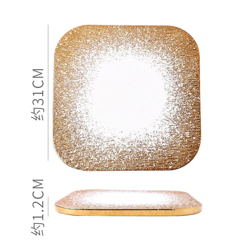 Farfurie ceramică creativă cu model de piatră mată aurie, farfurie pentru friptură, farfurie pentru desert, farfurii pentru sushi, bucătărie moleculară, veselă pentru hotel