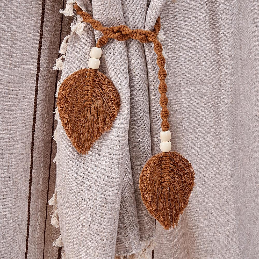 

Boho Curtain Tieback Leaf Shape Curtain Hanging Rope Simple Curtain Buckles Home Decoration кофейный