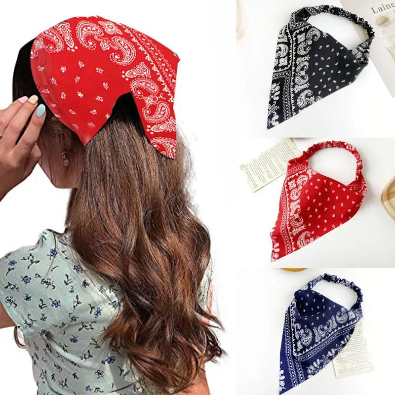 Floral Print Hair Scarf Bohemia Bandana Elastic Hair Band Triangle Scarf Kerchief Women Girl Hair Accessories Headscarf