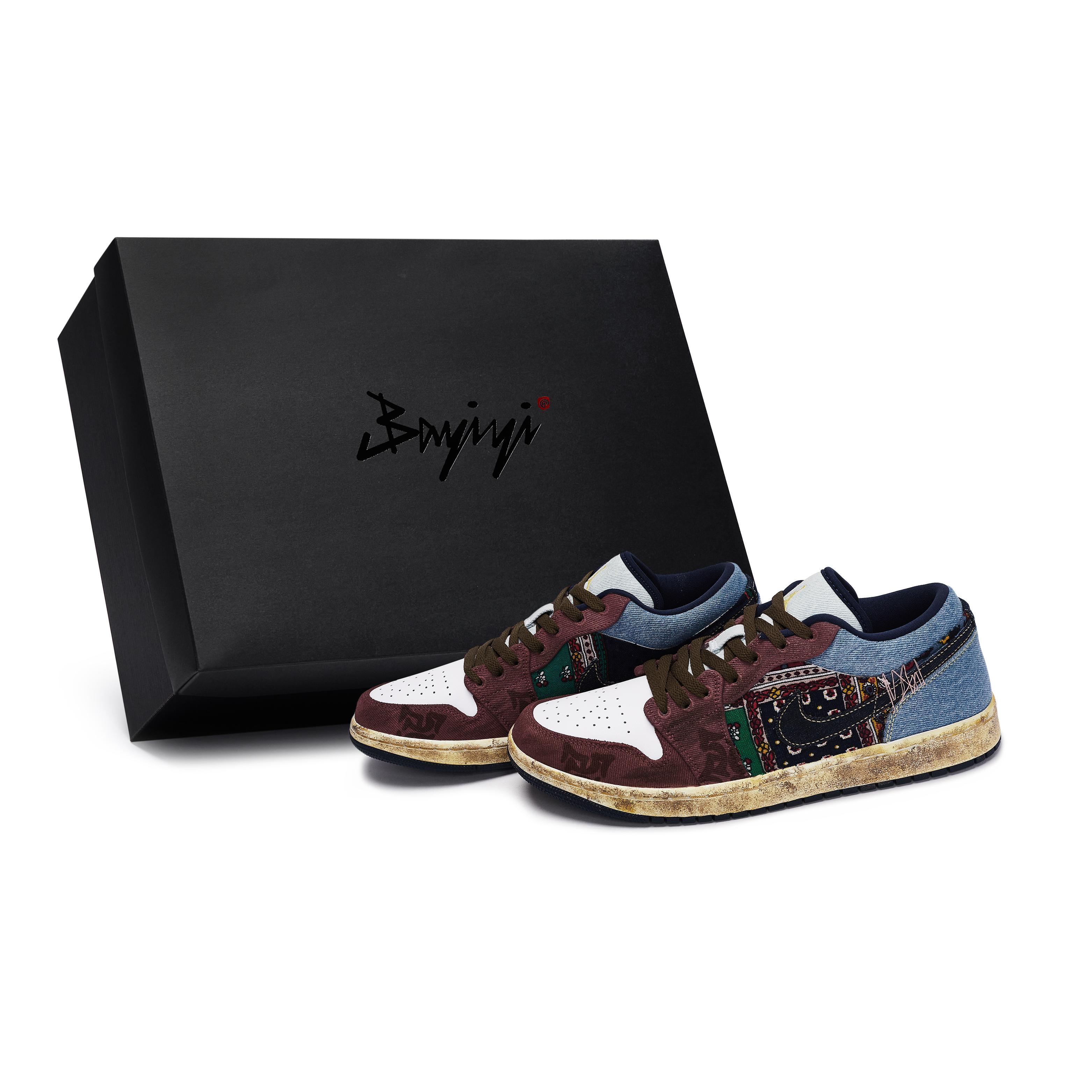 

Jordan Air Jordan 1 Vintage Basketball Shoes Men s Low top Black/White/Red/Blue/Brown IH0648-141(Team80-S-BOX) 44