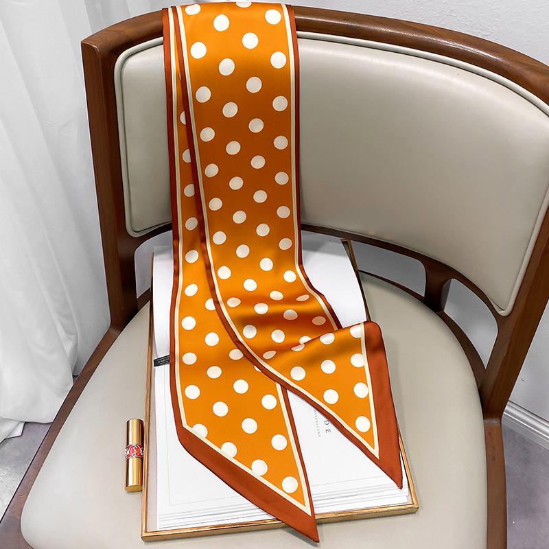 Korean Polka Dot Skinny Scarf: Imitation Silk Spring/Summer Neck Scarf & Headband Tie for Women