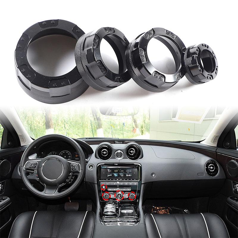 4pcs Aluminum Alloy Red/Silver For Jaguar XJ 2010-2019 Car Air Conditioner Switch Knob Volume Button Cover Trim Ring Accessories