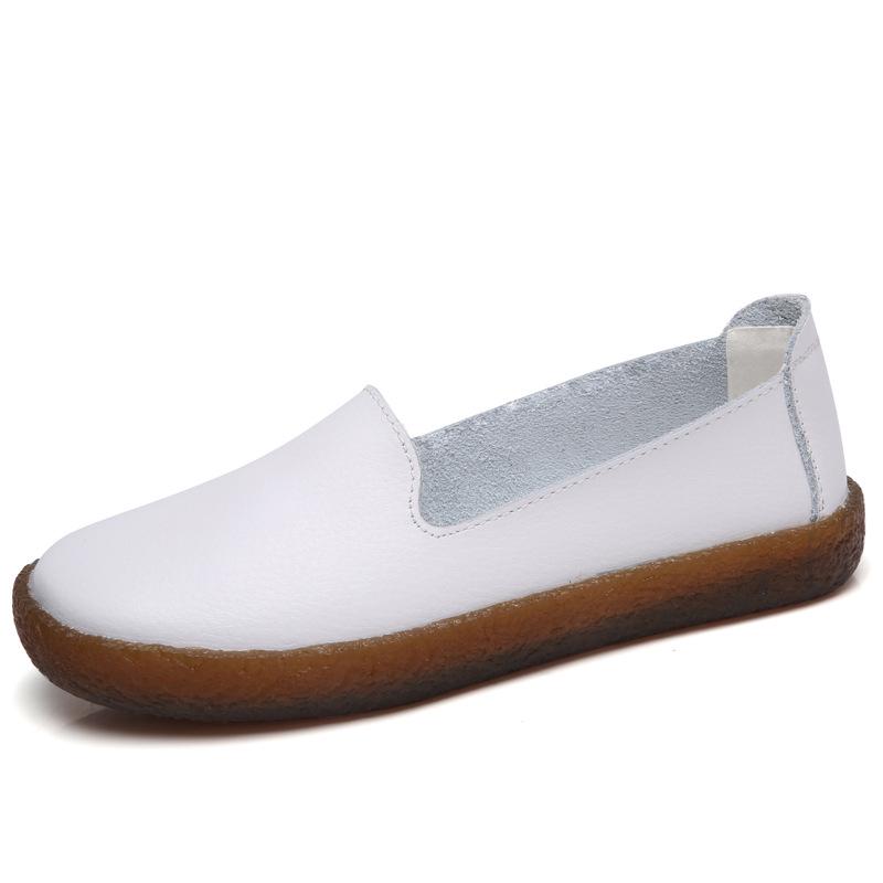 Frühling Herbst Neue Große frauen Schuhe Leder weiche sohlen loafers Antislip komfort flache Mode lässig damen singles schuhe Mujer