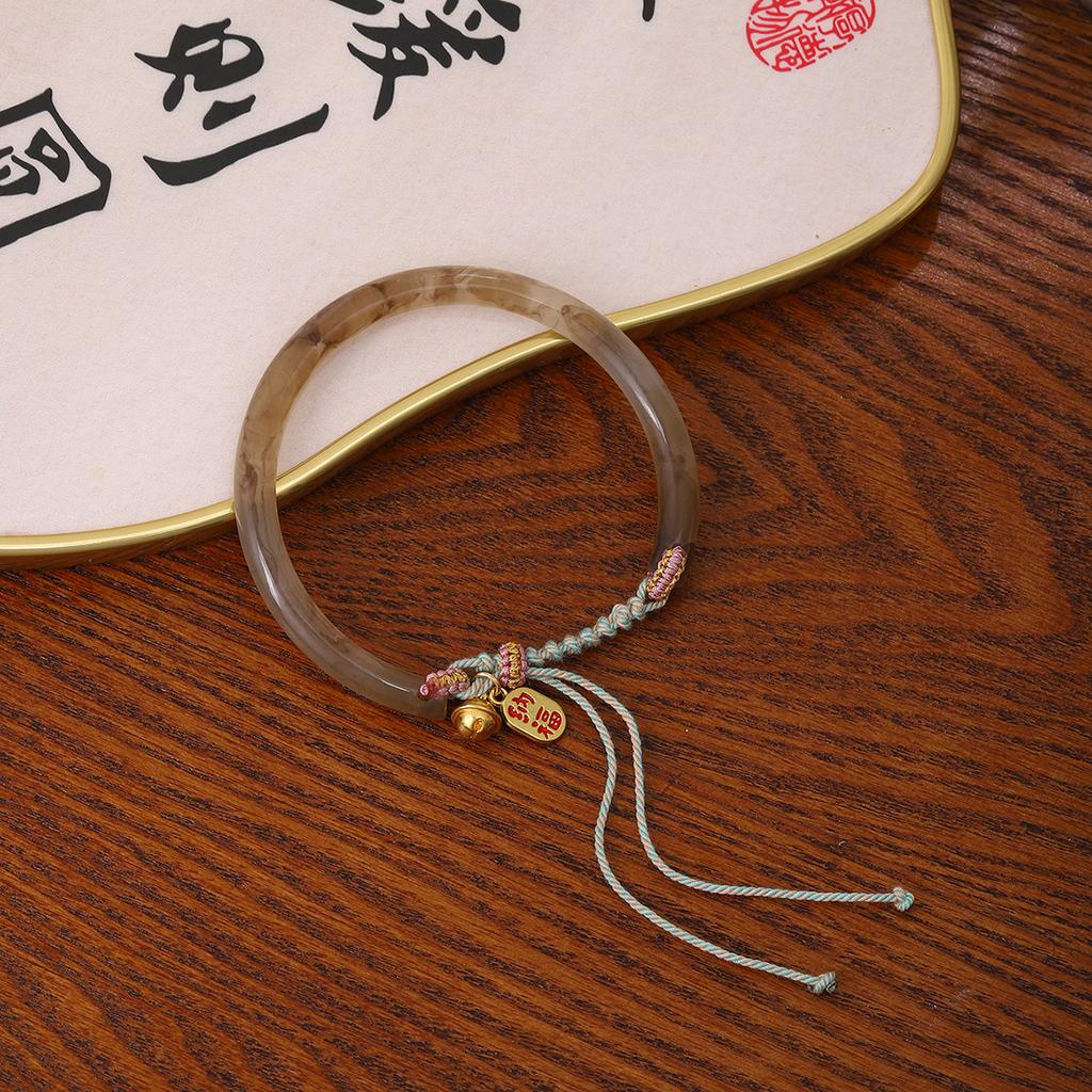 Lucky Bell Woven Rope Bracelet, Retro Guochao Adjustable Plain Circle Women'S Niche Design Jewelry