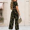Damen Übergröße Rundhals Kurzarm Bedrucktes Schwarz Weiß Crop Top Weite Hosen Zweiteiliges Set