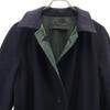 Amadeus 90s Old Reversible Wool Blend Stainless Collar Coat Navy X Khaki Women Used