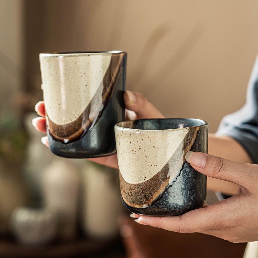 Cup Japanese Ceramic Cup Creative Contrasting Color No Handle Cup Household Water Cup Teacup Restaurant Holding Cup Atmosphere Wine Glass
