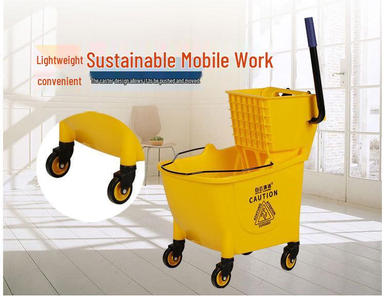 White Cloud Heavy-Duty Hands-Free Mop Bucket with Squeeze Water Extractor