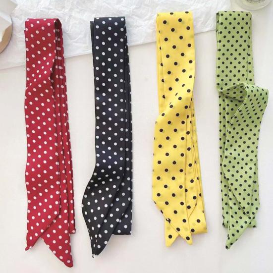 Silk Scarf Dot Print Vintage Style Soft Fabric Neck Scarf Slim Striped Lightweight Breathable Scarf Versatile Neck Accessory