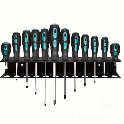 Heavy Duty Screwdrivers Pliers Wall Rack Black Space Saving Screwdriver Storage Rack Wear-resistant Sturdy