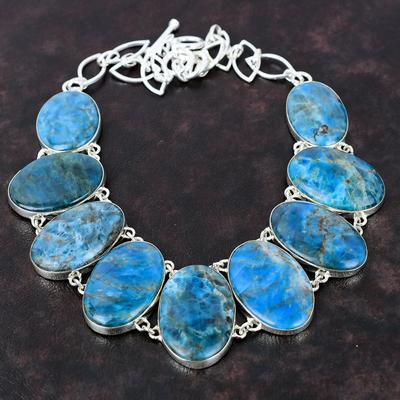 Neon Apatiet Ketting Echte Edelsteen Ketting 925 Sterling Zilveren Ketting Verstelbare Ketting Handgemaakte Sieraden Cadeau Voor Jubileum