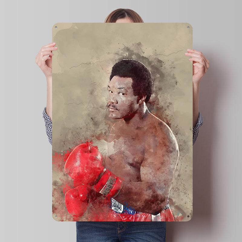 George Foreman Boxer Metal Posters Custom Vintage Metal Signs Wall Art Tin Plaque for Man Cave Bar Accessories Home Decoration