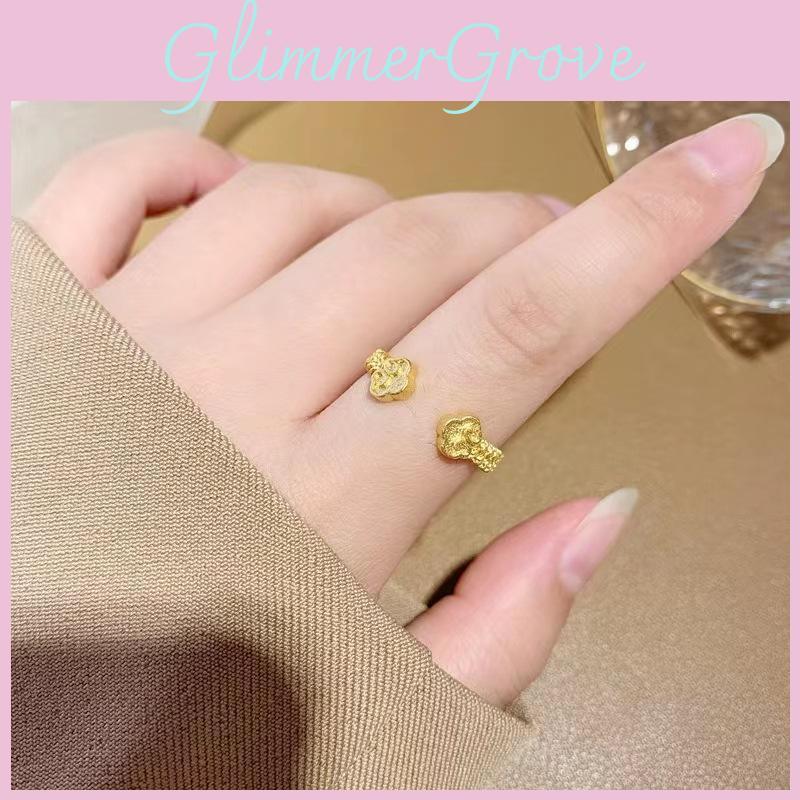 Unique Floral Design Adjustable Ring Brass Gold Plated Perfect For Gifts Wedding