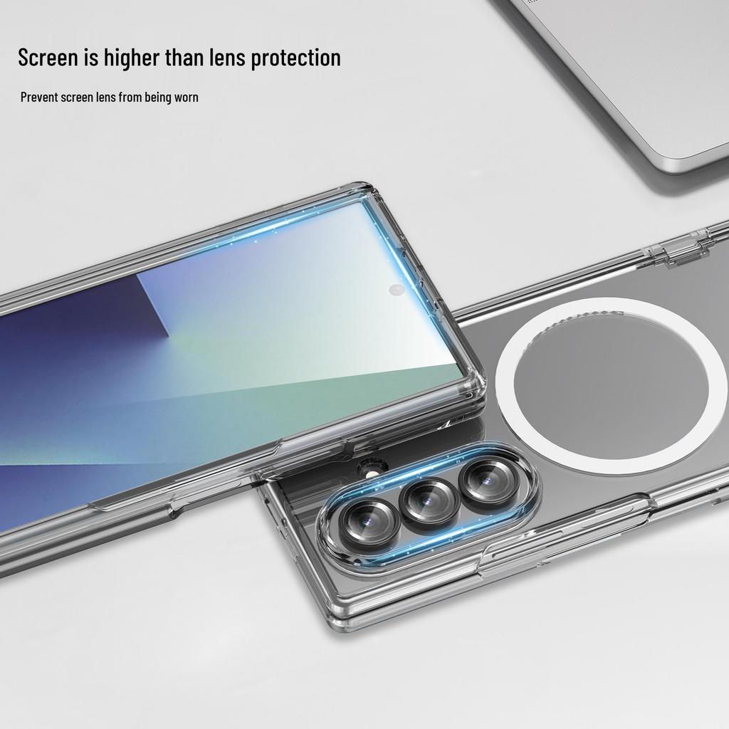 Samsung Z Fold7 Magnetic Wireless Charging Case with Spring Hinge and Skin-Feel Finish, compatible with Fold6.