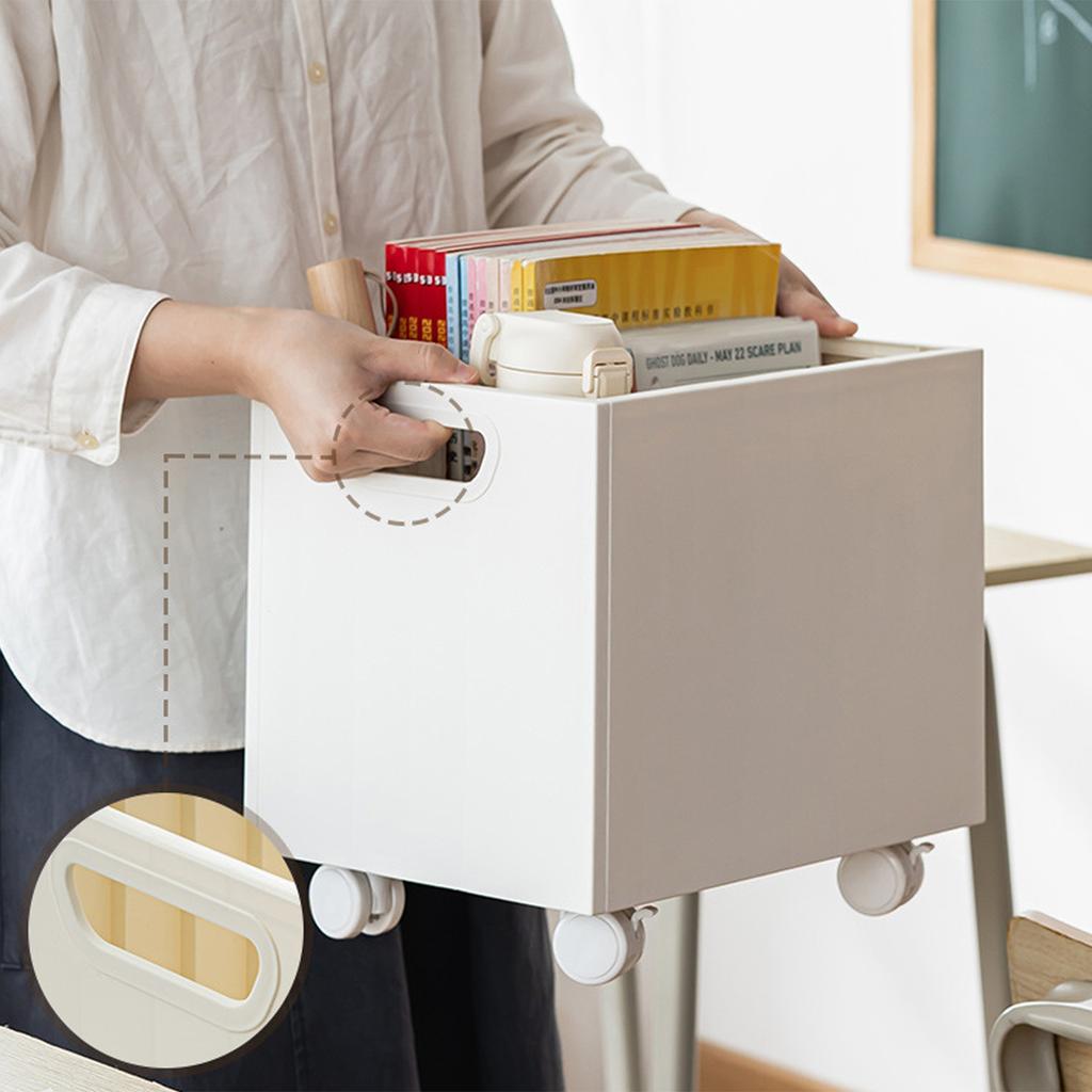 Book Storage Box with Pulley Under the Table Large Capacity Book Organizer Plastic Storage Basket for Office School