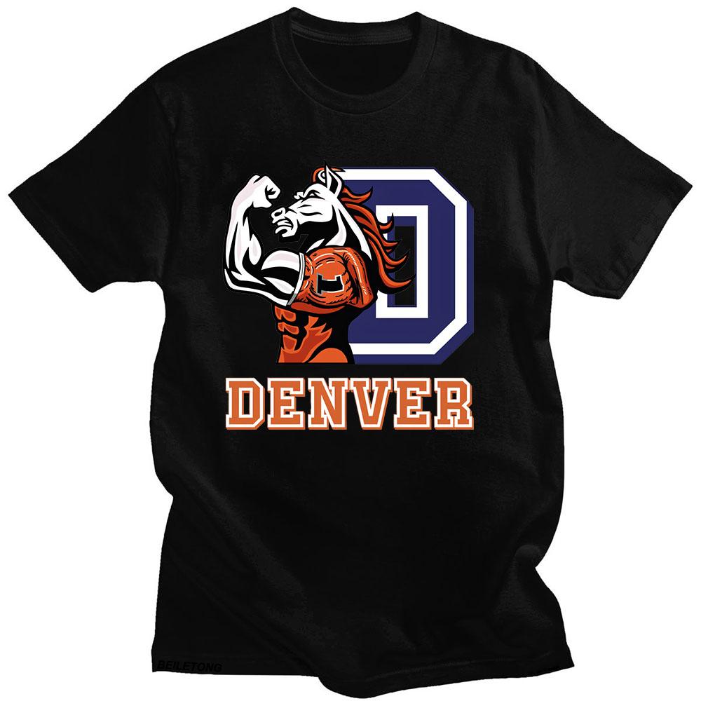 

Футболка Denver Broncos з графічним принтом Harajuku Бавовняна повсякденна футболка з коротким рукавом Футболка для гри з м ячем Ropa Hombre Панк одяг M