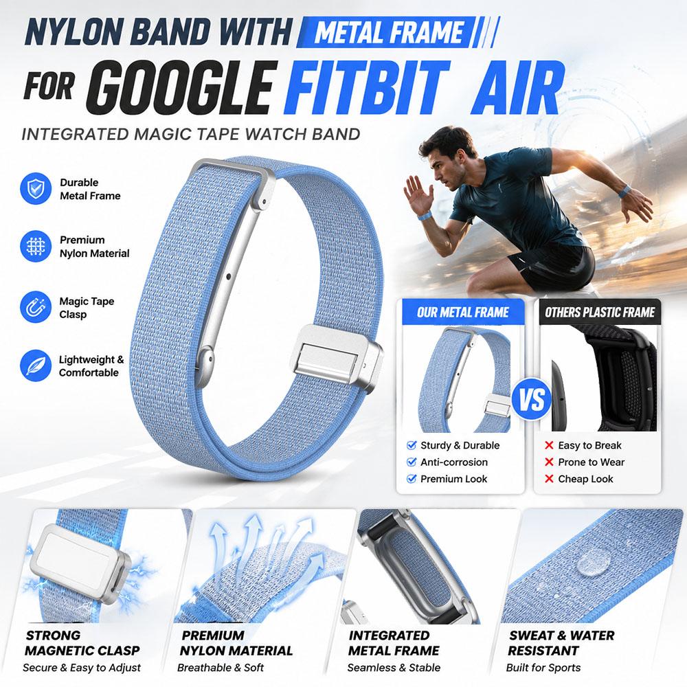 Magnetic Nylon Wristband for Google Fitbit Air Breathable Lightweight Replacement Fitness Tracker Band for Men Women Sports