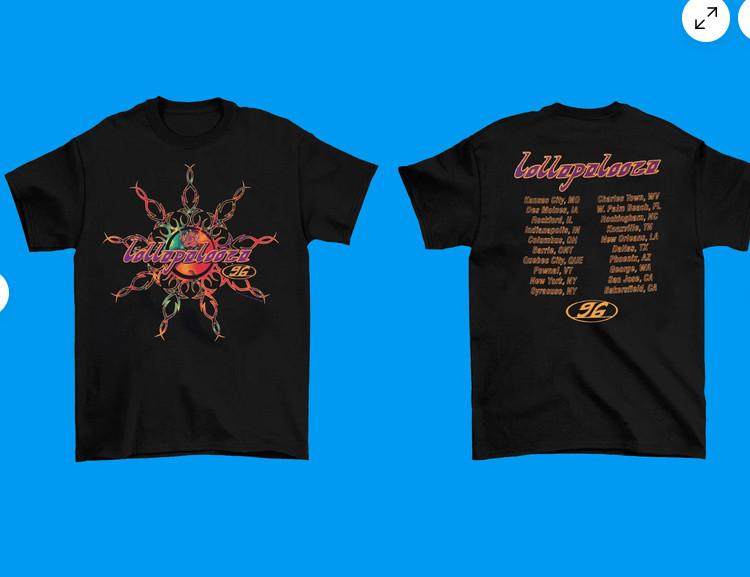 Vtg 1996 Koszulka z trasy Lollapalooza Krótki rękaw Bawełna S-5XL