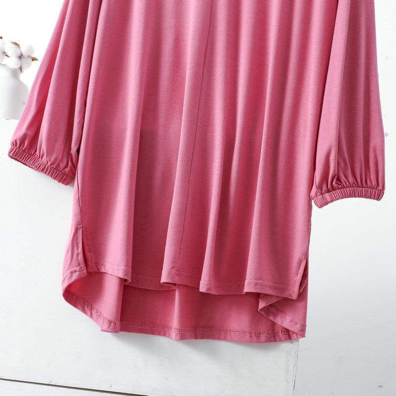 Women's V-Neck Plus Size Loose-Fit Modal T-Shirt - Nine-Sleeve Casual Summer Top