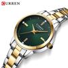 CURREN 9094 Women's Waterproof Quartz Watch: Stainless Steel Strap, Korean Style with Rhinestone Accents.