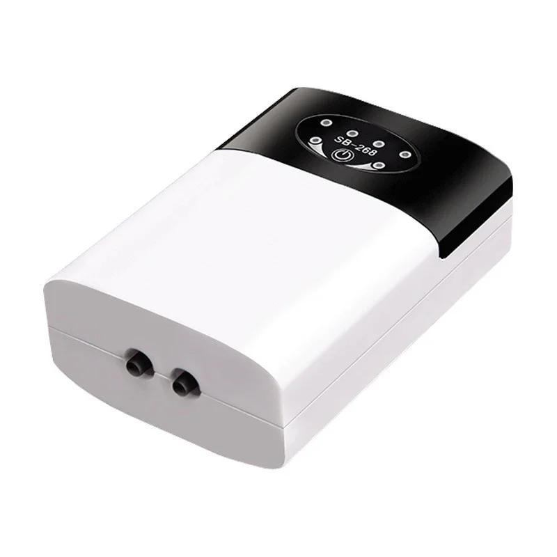 Pompă de aer silențioasă pentru acvariu, reîncărcabilă USB, pompă de oxigen cu dublu scop pentru acvarii și pescuit în aer liber, baterie de 2200mAh, portabilă
