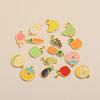 CARLIDANA 2PCS Enamel Fruit Charms Mixed Lollipop Donut Grape Apple Pineapple Gold Plated Stainless Steel Jewelry Charms