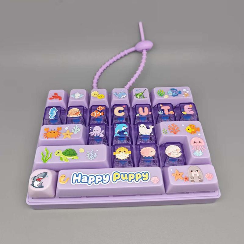 Purple Fidget Keyboard Toy Cute Animal Shape Stress Reduction Gadget for Home Office Daily Use