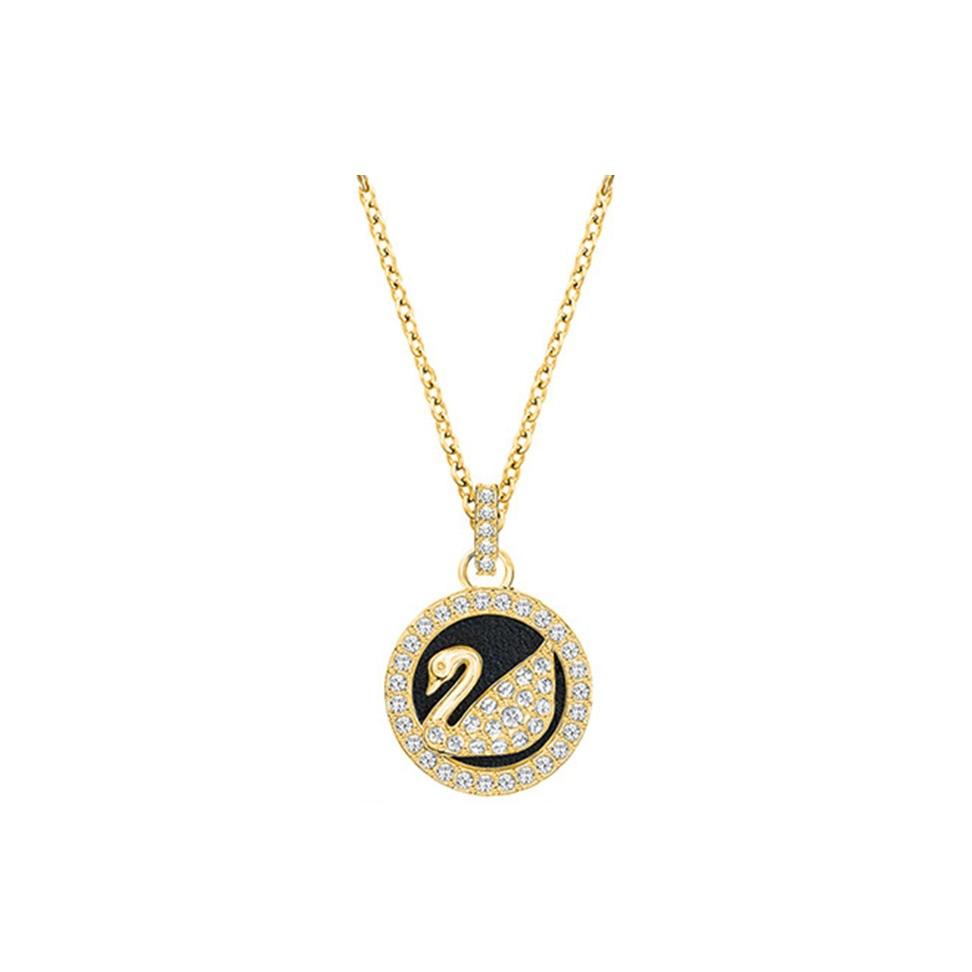 

Swarovski Leather Swan Necklace Women necklace Gold 5374919 Box (Random Color)