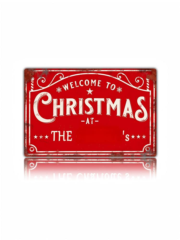 pc Custom Text Metal Sign Personalized Name Merry Christmas Sign Funny Christmas Metal Signs Retro Santa Sign Christmas Wall 20x30cm（7.8x11.8inch）