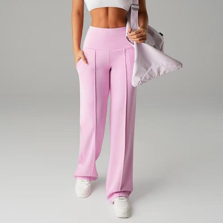 High Waist Workout Pants for Women Straight Leg Sports Trousers with Pockets Outdoor Casual Comfort Slim Fit Long Pants
