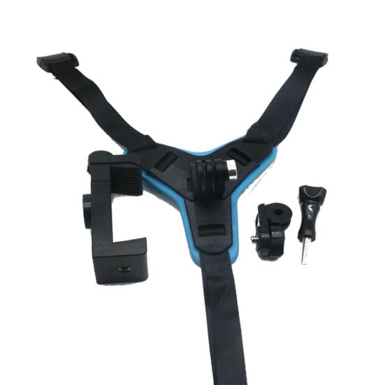 Motorcycle Helmet Chin Mount Holder Detachable Bracket Protective Stand with Fixing Strap for Sports Camera Mobile Phone